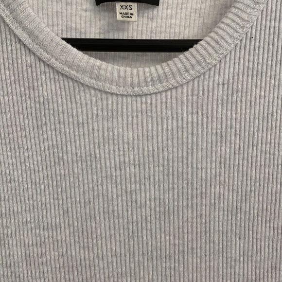 Aritzia Wilfred free white sculpt ribbed stretchy midi dress with grey speckles - Picture 3 of 6